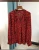 Import Red leopard shirt French print most beautiful red tone white show thin V-neck silk crepe top from China