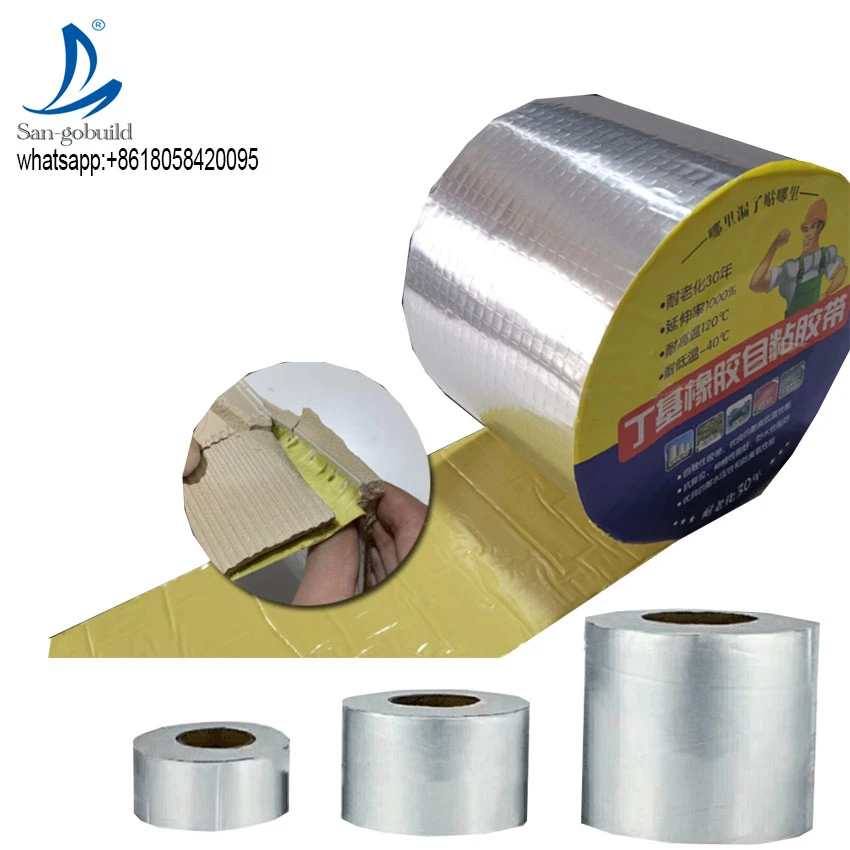 Reinforced Waterproof Foil Aluminum Seal Tape Butyl Pipe Repair Surface Crack Mending Self Adhesive Tape