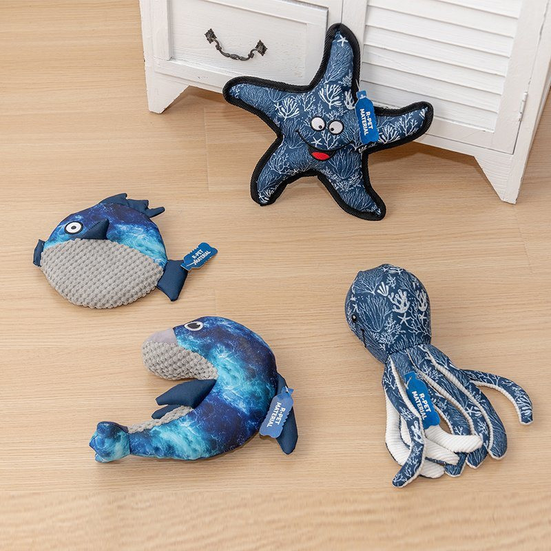 Buy Rena Pet Soft Medium Squeaky Chewing Plush Fish Shape Interactive ...