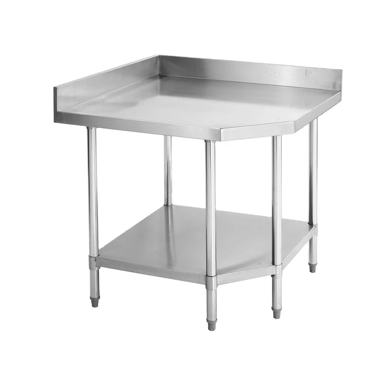 Restaurant equipment kitchen 201 304 stainless steel Corner Work Table With Splashback