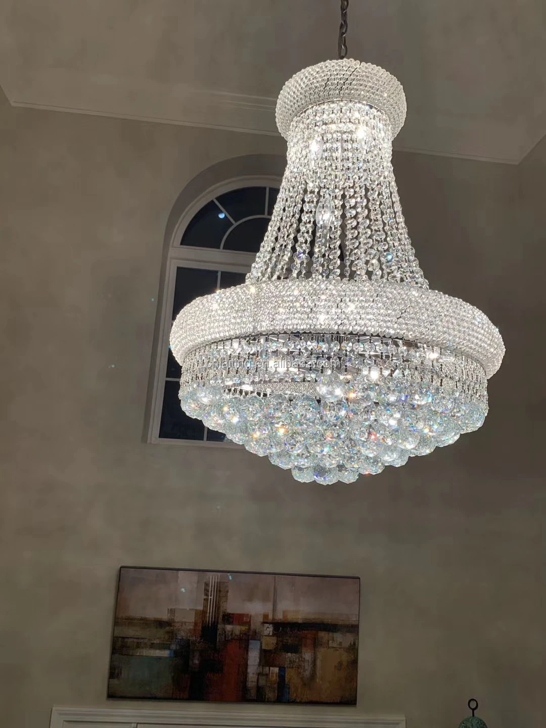 Royal Cut Clear Cristal Silver Chrome Finish Chandelier Indoor Lighting
