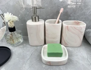 S4 ceramic hard dolomite liquid foam soap dispenser luxury gold bathroom accessories set bathroom products for washroom