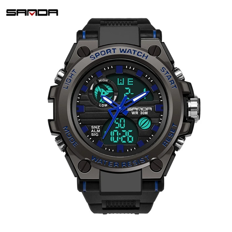 SANDA 739 Best Silicone Analog Digital Display Men Watch Hot Sale Trendy Sport Watches Customized OEM