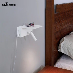 Savia modern USB book reading LED wall lamp surface mounted light headboard bedside bed adjustable for hotel bedroom
