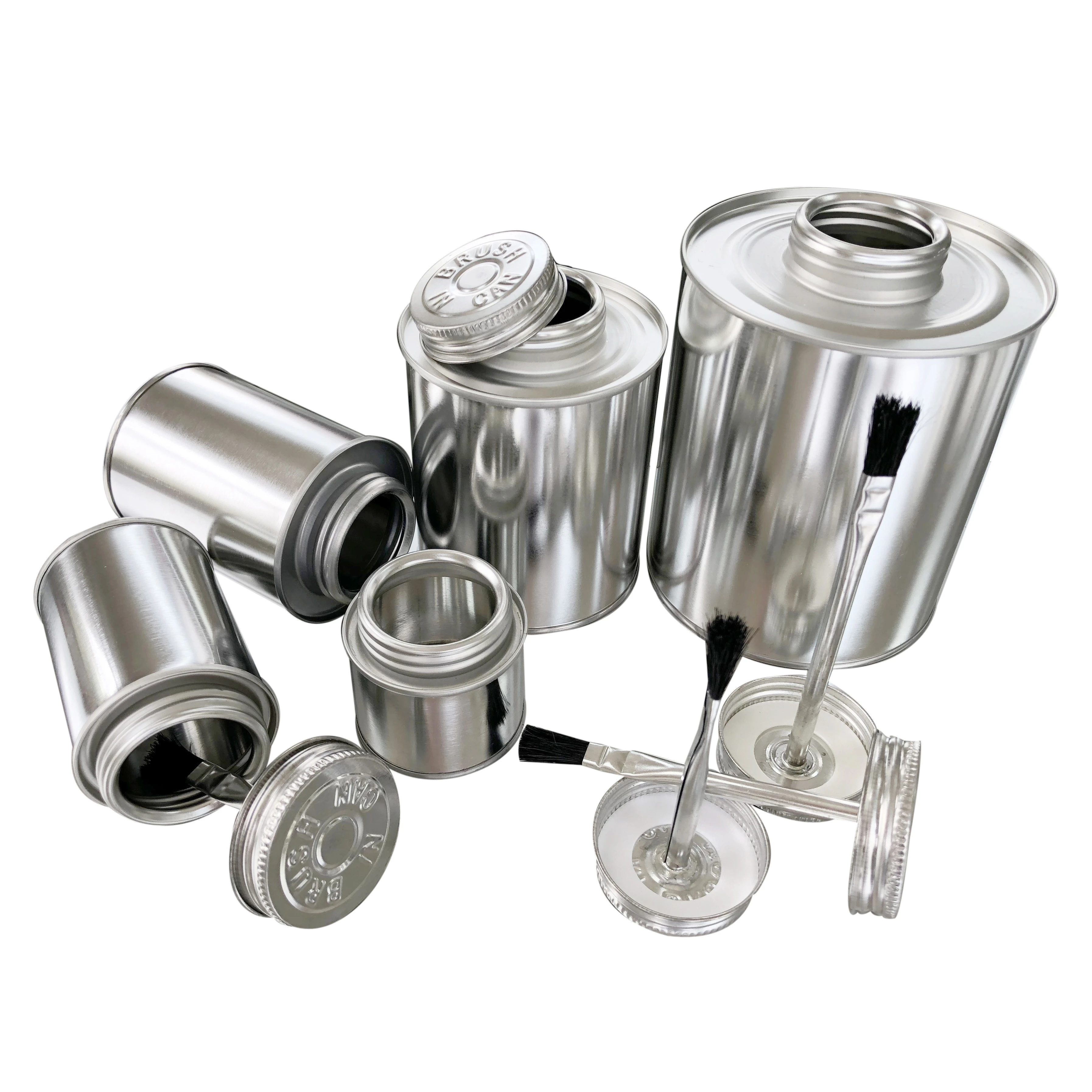screw top tin can with brush cap for pvc cpvc upvc solvent cement