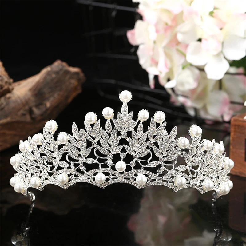SD139 Handmade rhinestone fashion crystal pearl bride birthday princess crown girl bridal wedding tiara