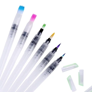 Set of 6 Art Supply Refillable Water Coloring Art Paint Brush Pen For Calligraphy Painting