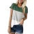 Import Short Sleeve Round Neck Triple Color Block Stripe T-Shirt Casual Blouse Women T Shirts And Tops from China
