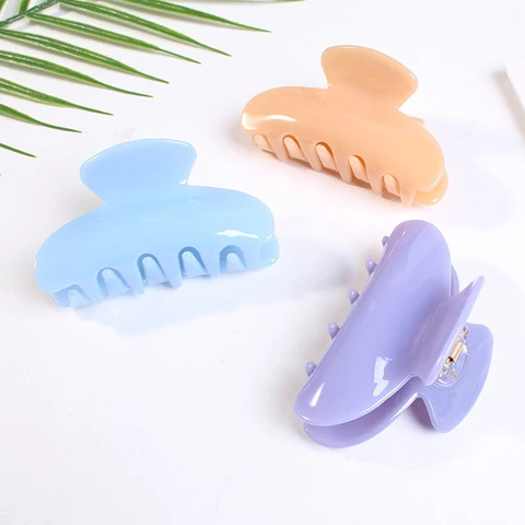Simple design solid color medium size hair claws cellulose acetate hair claw clips