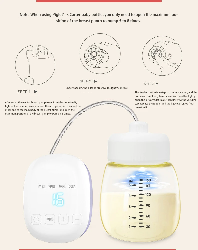 Smart digital breast pump Auto Suction Silent technology Breast Pump Stimulation Recharge Breast Pump with LED Screen
