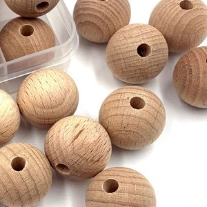 Solid Spacer Beads for Crafts Beech Wooden Teething Beads For DIY Handmade Pacifier Clip Baby Teether Play