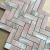 Soulscrafts Bathroom Floor Tile Pink Marble Mosaic Herringbone Interior Marble Mosaic