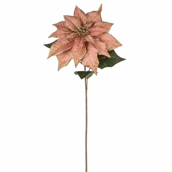 Import Wholesale Christmas Artificial Poinsettia Flowers Polyester Single Stem Poinsettia from China