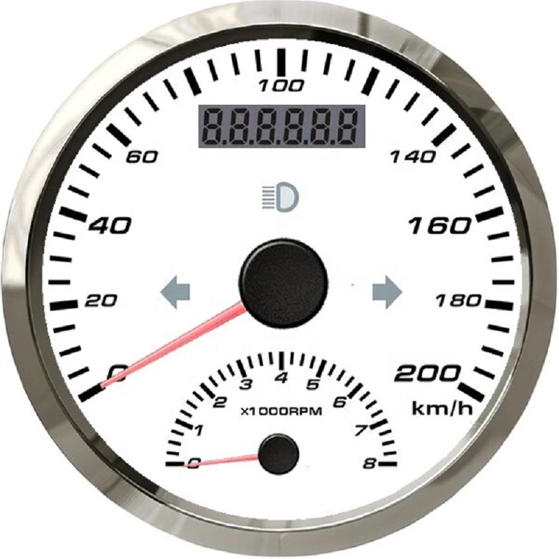 SPR Universal GPS Speedometer with Tachometer 200KM/H 8000RPM for Car Motorcycle ATV UTV Mileage Adjustable 3 3/8&quot; 9-32V