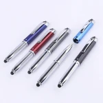 Square metal custom logo touch stylus Business gift roller ball pen
