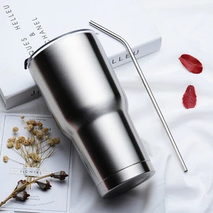 Stainless Steel  304 with Lid Travel Mug With The Straw, 30oz Double Wall  Insulated Tumbler Cup
