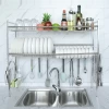 Stainless Steel Deep Dish Drying Rack w/ Utensil Hook Cutlery Holder Over the Sink/In Sink/On Counter Dish Drainer