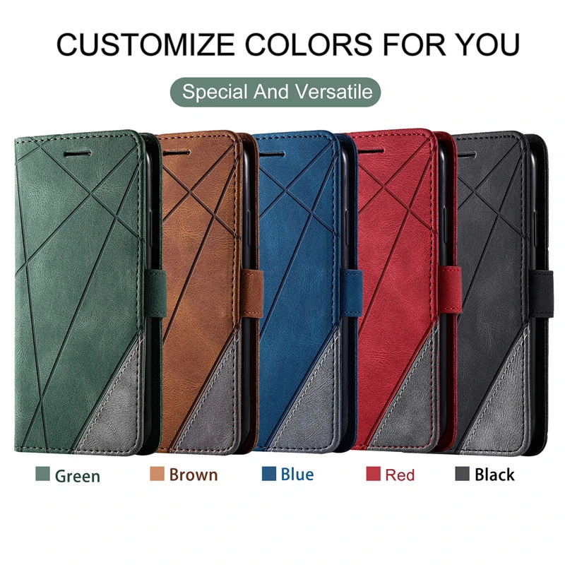 Stand Business Phone Holster Phone Covers Stripe Wallet Soft Leather for Redmi Note 9 8 8T 7 7A 8A Mobile Phone Case Cover 1.5mm