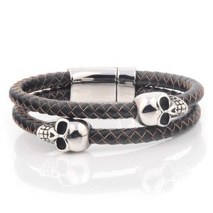 Stocked Supply Costume Fashion Accessory, Stainless Steel Leather Bracelet