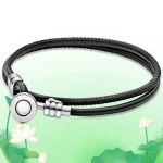 Stylish Romantic Couple Leather Bracelet Classical real truth 925 sterling silver fine Jewelry bracelet