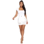 Summer New Style Solid Color Casual Lady Zipped Button Tassel Denim Shorts Ladies High Waist Ripped Jean Shorts