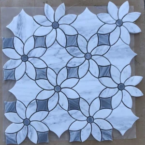 Superior natural marble flower pattern waterjet marble mosaic tiles