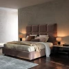 Superior Quality Italian Design Nubuck Leather Upholstered Tufted Headboard Bed Set