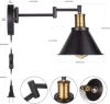 Swing Arm Wall Lamp Wall Sconce 2-Pack Plug in Cord with Switch,Vintage Barn Wall Light Bronze Black Lamp Lobby, Hallway