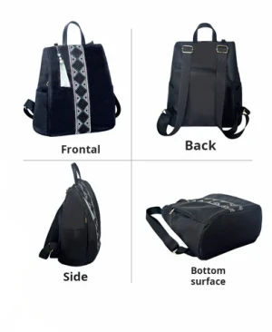 Tassel Bag Vintage Handmade Original Bohemian National Preppy Style Waterproof with Polyester Lining Nylon Backpack 3 Pcs Zipper