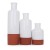 Import Terracotta Flower Bottle Set - Set of 3 White Bottles - Two-Toned Clay Vase Trio Contemporary Vases from China