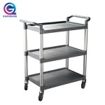 Three layer service hand cart / utility room plastic service serving trolley cart