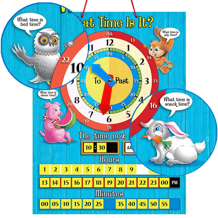 Time Teaching Clock for Basic Match 42*32cm board with Magnetic Game numbers