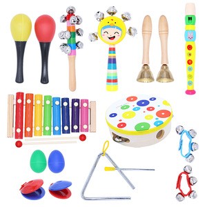 Toddler Musical Instruments Wooden Percussion Instruments Tambourine Xylophone Toys for Kids Preschool Education