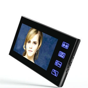 Touch Key 7" Lcd Fingerprint Video Door Phone Intercom System Wth fingerprint access control 1 Camera + 3 Monitor