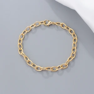 Trending link chain  bracelet jewelry women, adjustable Gold Plated Brass Bracelet DIY  for Party
