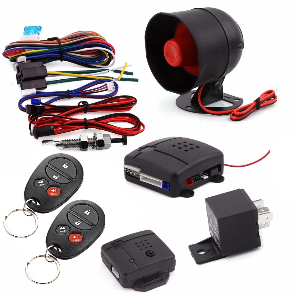 Universal alarmas de auto Outptut to activate window roll-up car alarm system with Anti-hijacking by driver&#39;s door alarms system