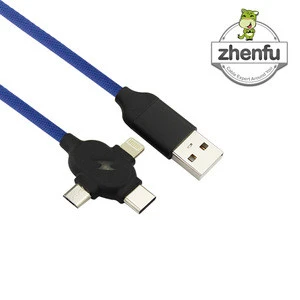 USB 2.0 Cable 3 in 1 USB A To Micro B Type C 8 Pin Cable  Charger Charging & Data Sync Cords for Android Phone