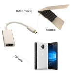 USB Type C 3.1 to DP Displayport Adapter Cable with Aluminium Case For MacBook