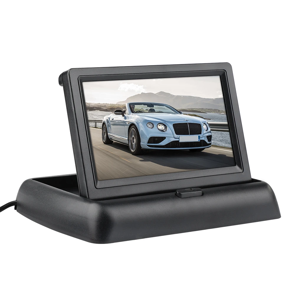 Vehicles 12V 4.3 inch car reversing monitor LCD foldable screen 2 video input