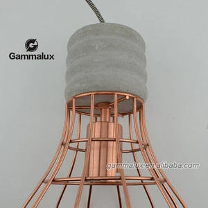Vintage Lighting Concrete And Iron Cage Lamp Shade Industrial Pendant Lamp/ Chandelier