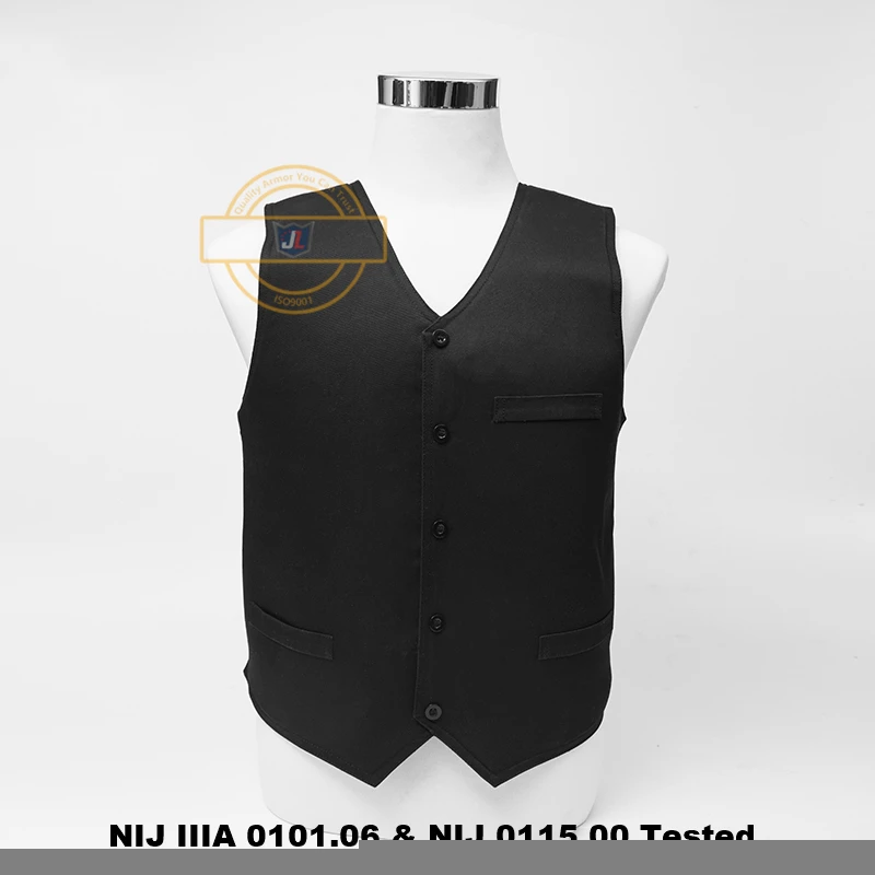 VIP Black NIJ IIIA 3A and Level 2 Stab Concealable Twaron Aramid Bulletproof Vest Covert Ballistic Bullet Proof Vest