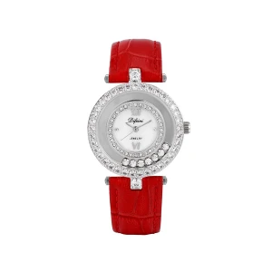 watch-2  xuping Chinese red watchband leather fashionable new ladies watch White gold plated
