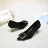 Water Drilling Square Buckles Pointed Toes Heel Women Pump Shoes