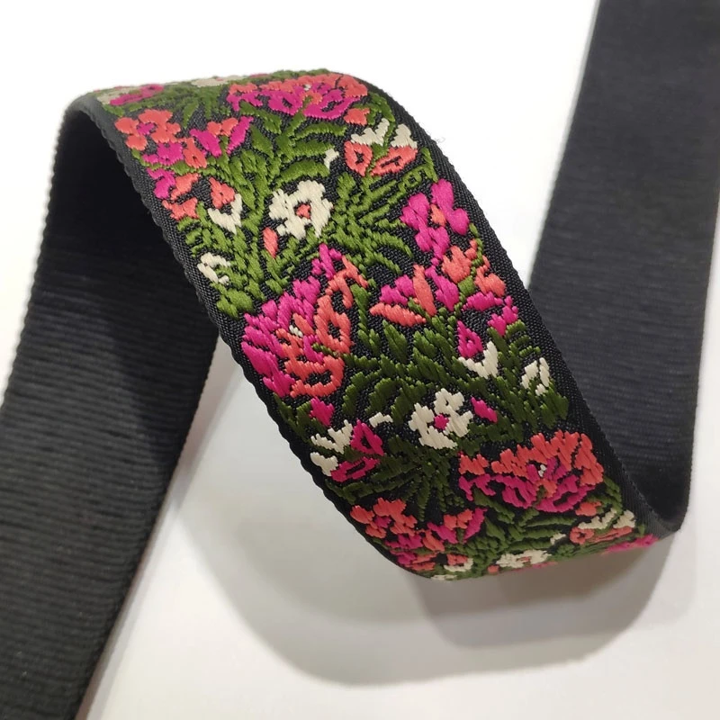 Webbing Hand Bag Strap Garment Belt 2 High Quality Flower Pattern Jacquard Polyester / Nylon 2 Inch;50 Mm Width 2.3MM