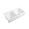 White Ceramic Custom Size Double Bowls Farmhouse Apron Kitchen Sink