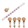 Wholesale Chewable Wooden Silicone Dummy Pacifier Clip food grade silicone Baby Pacifier Clip Chain