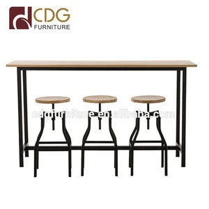 Wholesale Commercial Modern Cafe Cake Shop Counter Adjustable Seat Chair Furniture Industrial Wooden Metal Frame Chair Bar Stool