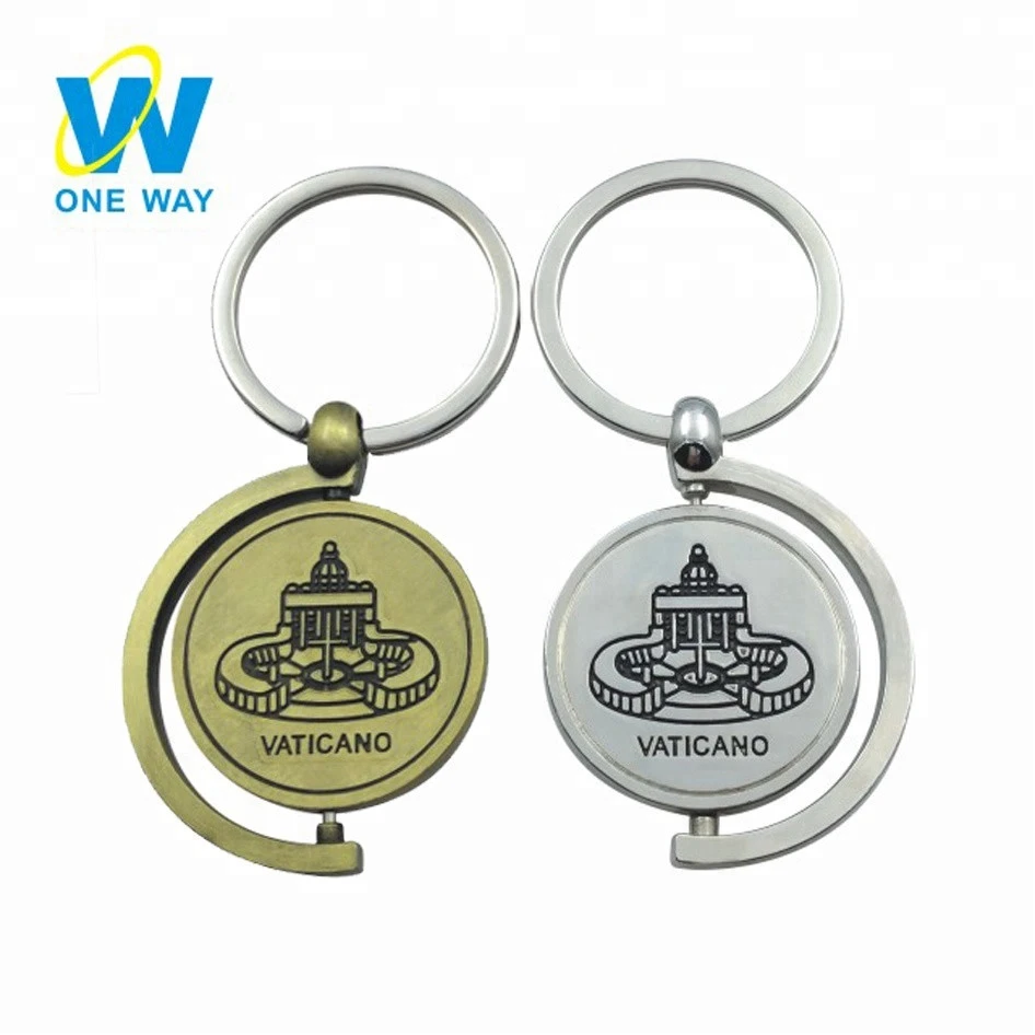 Wholesale Custom Metal Keychain Rotating 3D Plated Souvenir Keychain