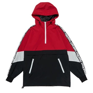 Wholesale Custom Tracksuits Casual Coats Hip Hop Male Streetwear Patchwork Color Block Pullover Hooded Jackets With Taping