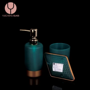 Wholesale customized glass dispenser hand soap bottle hotel bathroom set accessories